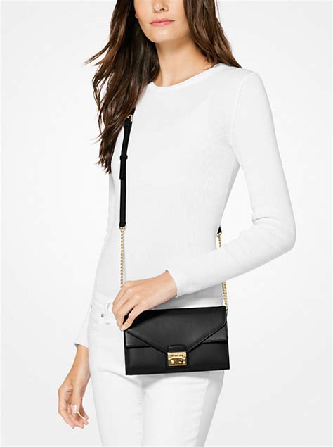 michael michael kors sloan leather chain wallet|Michael Kors small black wallet.